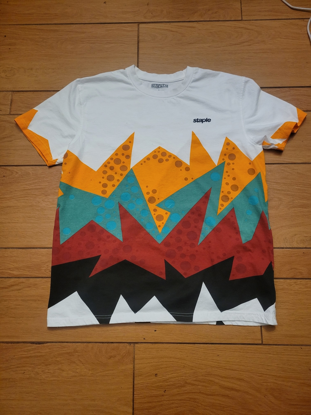 Staple White Tee with Jordan Hare 7 Geometric Print